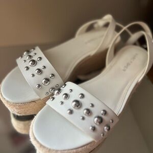Marc Fisher White Studded Espadrilles